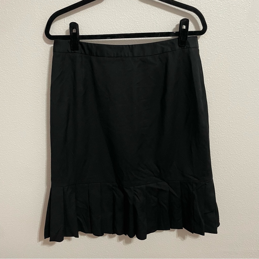 Brooks Brothers Wool A-Line Pleated Hem Midi Skirt